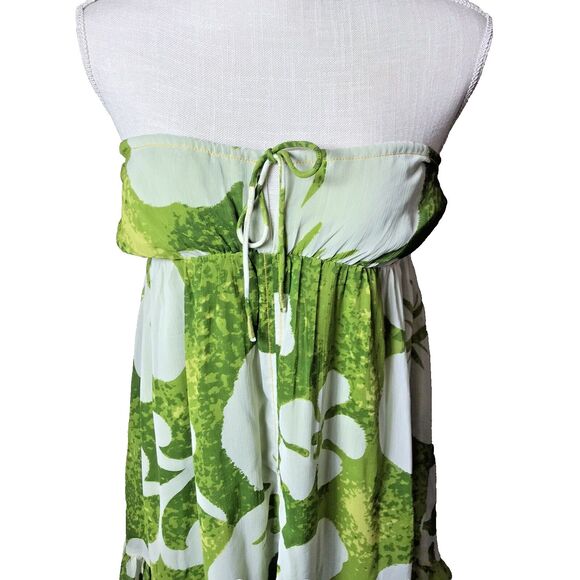 URBAN OUTFITTERS Davina Bandeau Green & White Tie Front Mini Dress Size Large - Picture 2 of 9